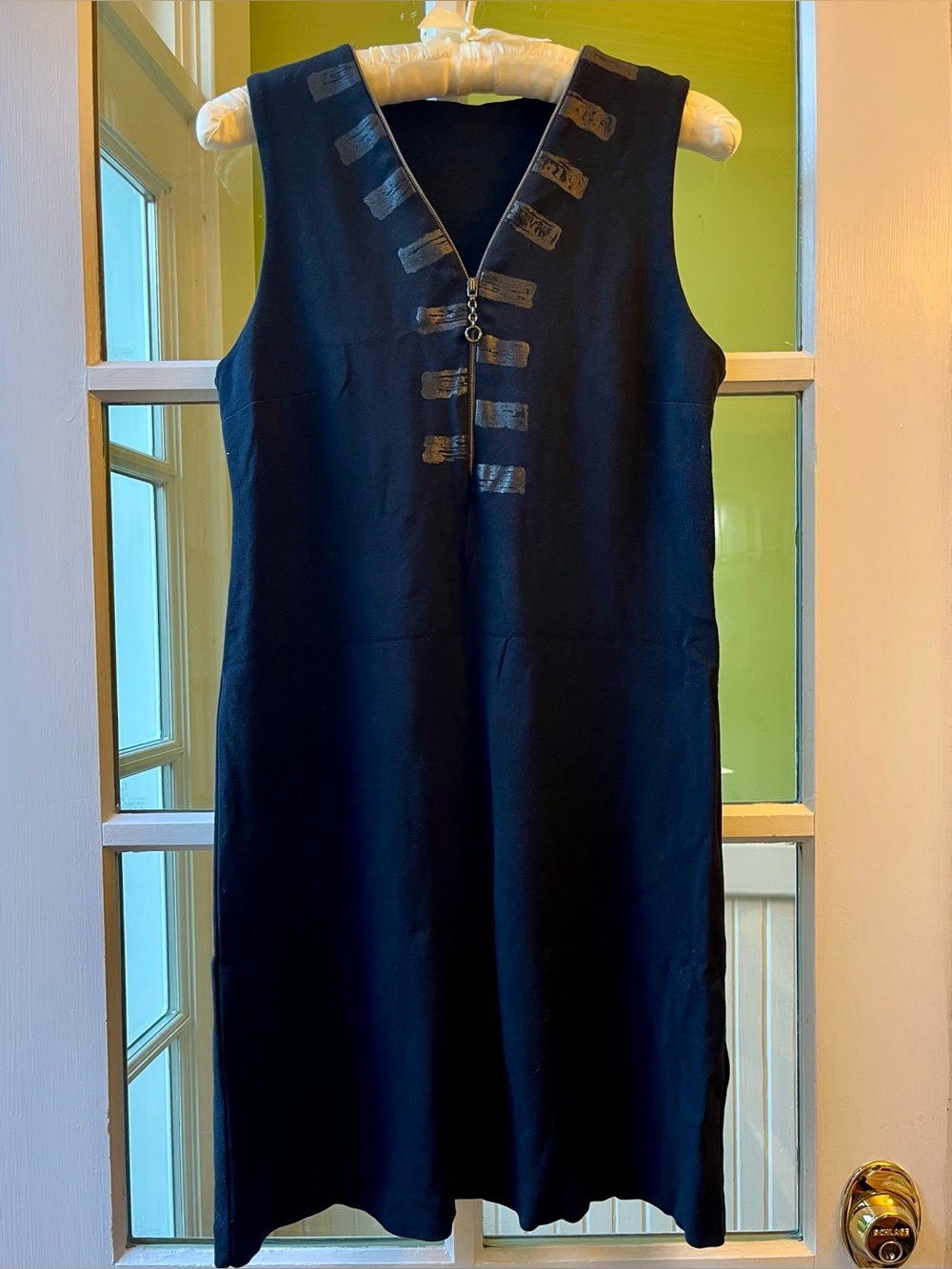 Cop.Copine Poulain Dress Sleeveless Zipper V-Neck LBD Black on Black